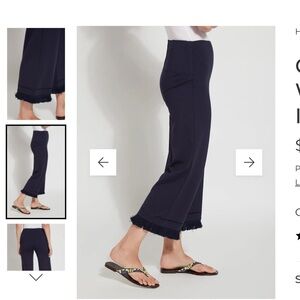 Lysee Coastal wide leg fringe crop-true navy